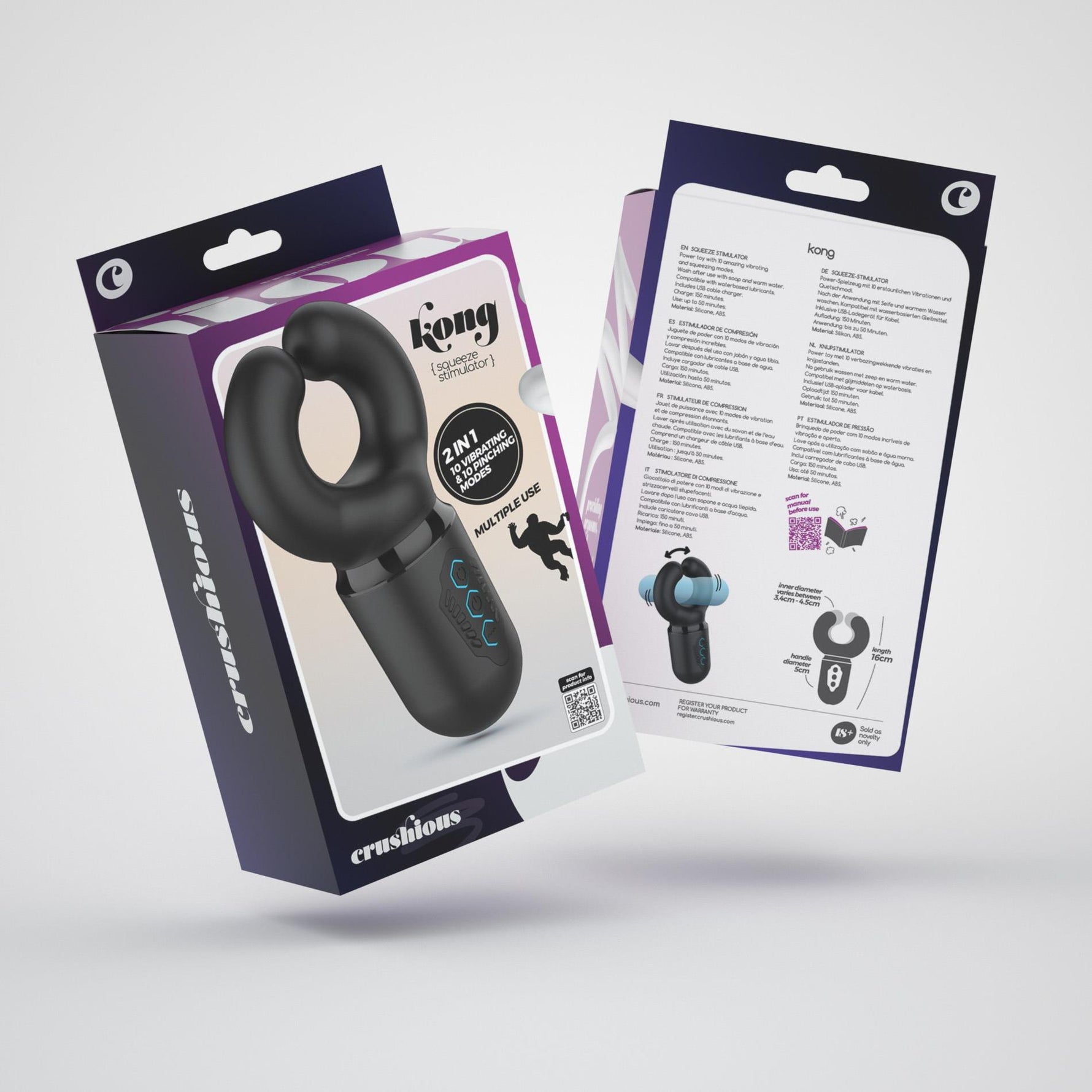 Masturbator cu presiune USB Crushious Kong din silicon, 16 cm