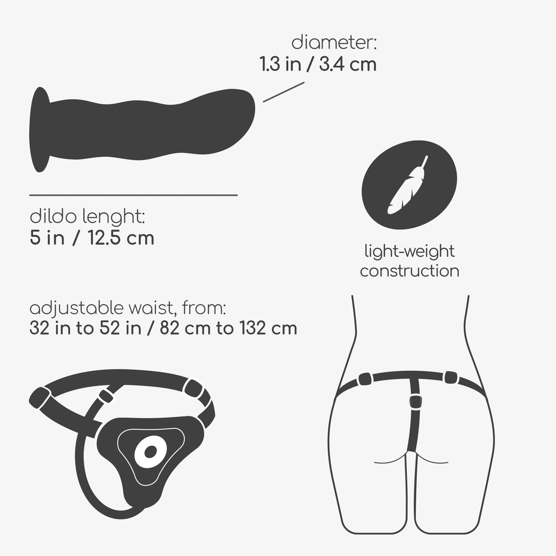 Strap-on cu valuri din silicon roz Crushious Snapper 12,5 cm