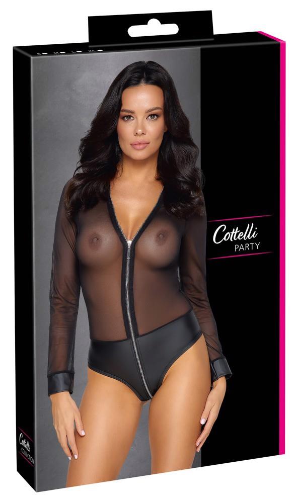 Body cu mânecă lungă din plasă Cottelli PARTY XL