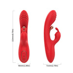 Vibrator Crazy Horse USB cu trei puncte, 22 cm, tip iepuraș roșu