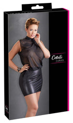 Rochie mini transparentă Cottelli CURVES neagră 4XL