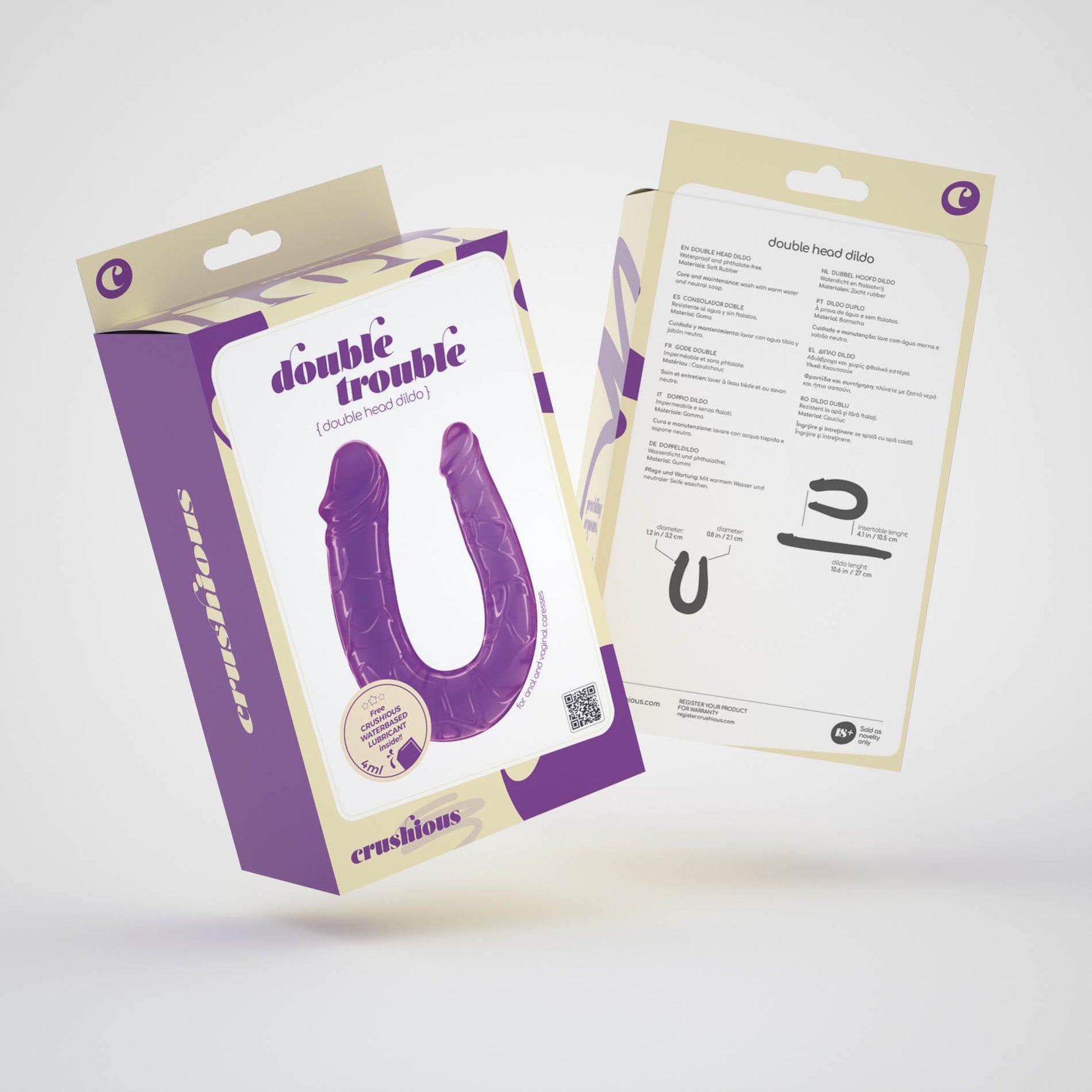 Dildo Double Trouble Crushious Purple 27 cm