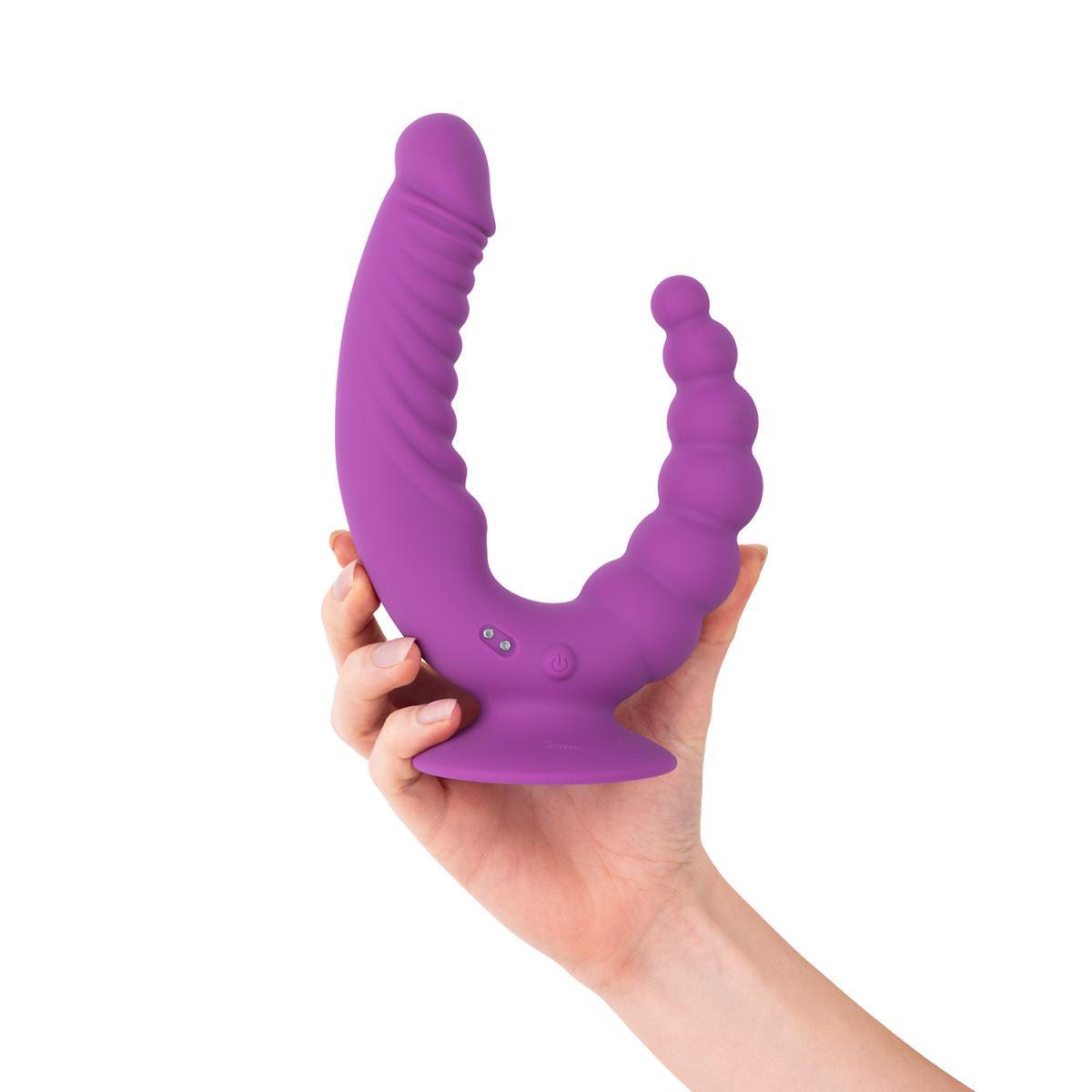 Vibrator dublu Teazers cu ventuză și telecomandă, violet
