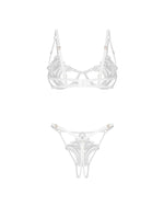 Set lenjerie intimă Obsessive Luise Sublim, cu imprimeu floral, alb, S/M