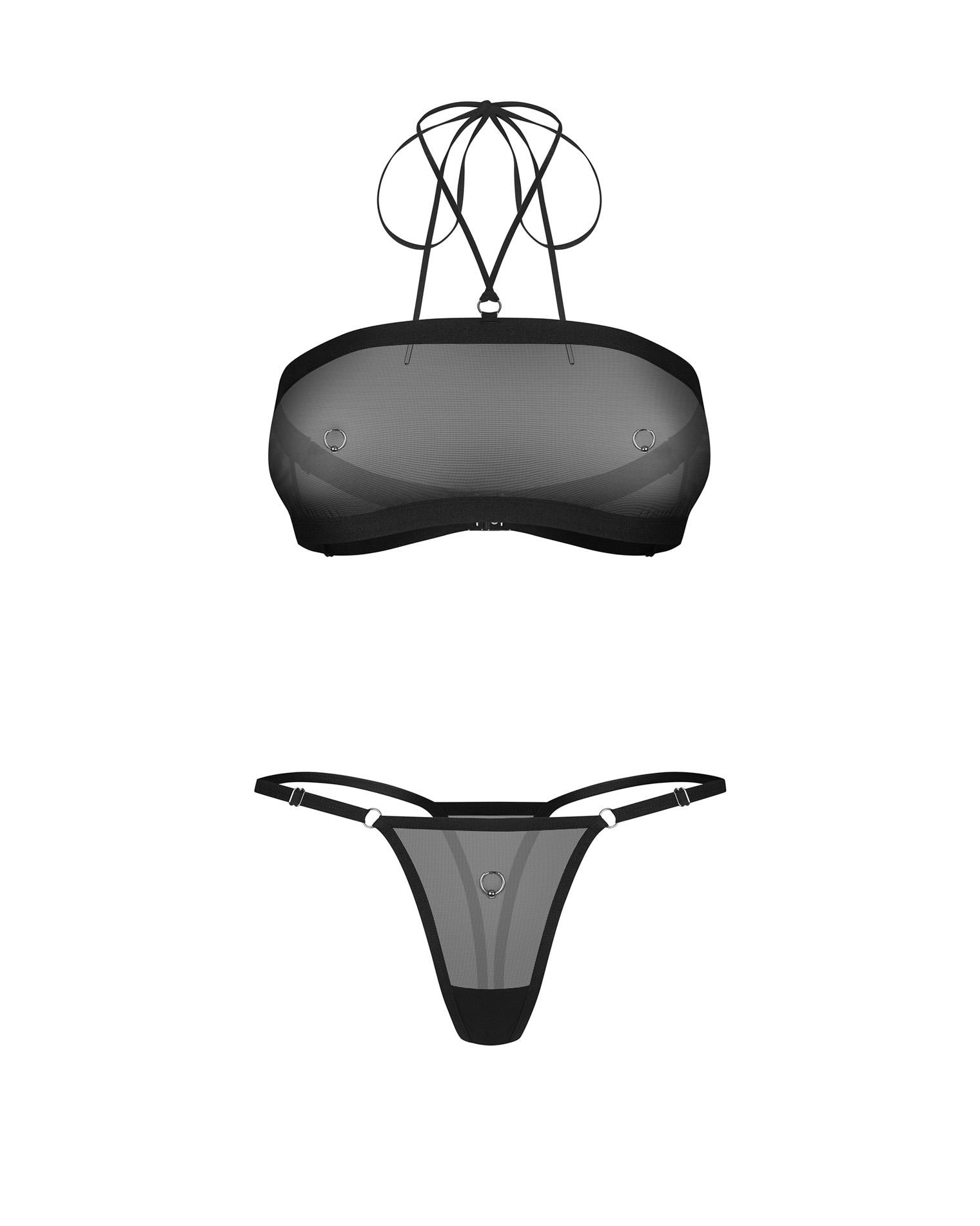Set lenjerie intimă Obsessive Orinelle din plasă transparentă S/M