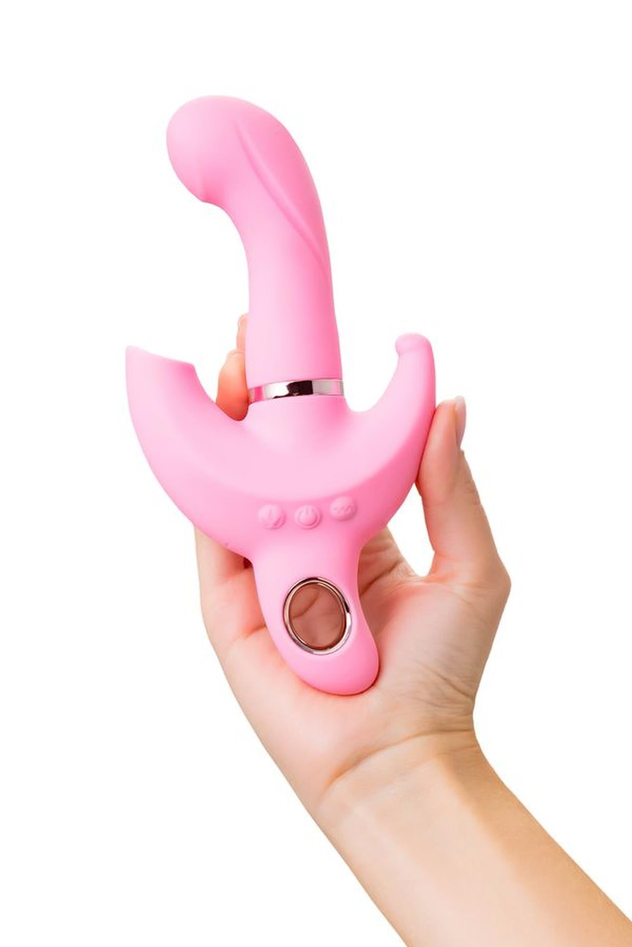 Vibrator rotativ JOS Twistme Iepuraș, silicon roz, USB, 19,5 cm