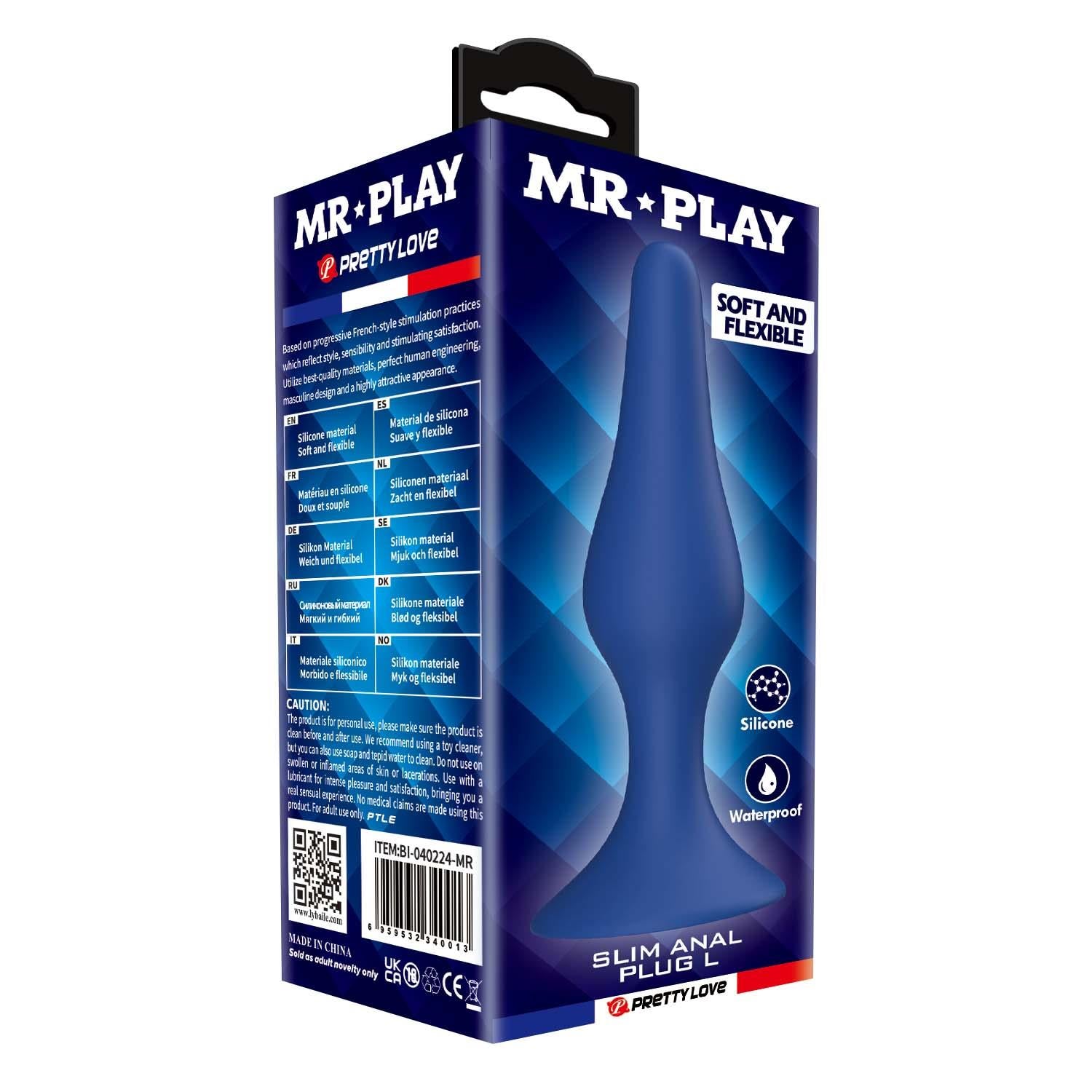 Dop anal Mr. Play L Slim din silicon impermeabil
