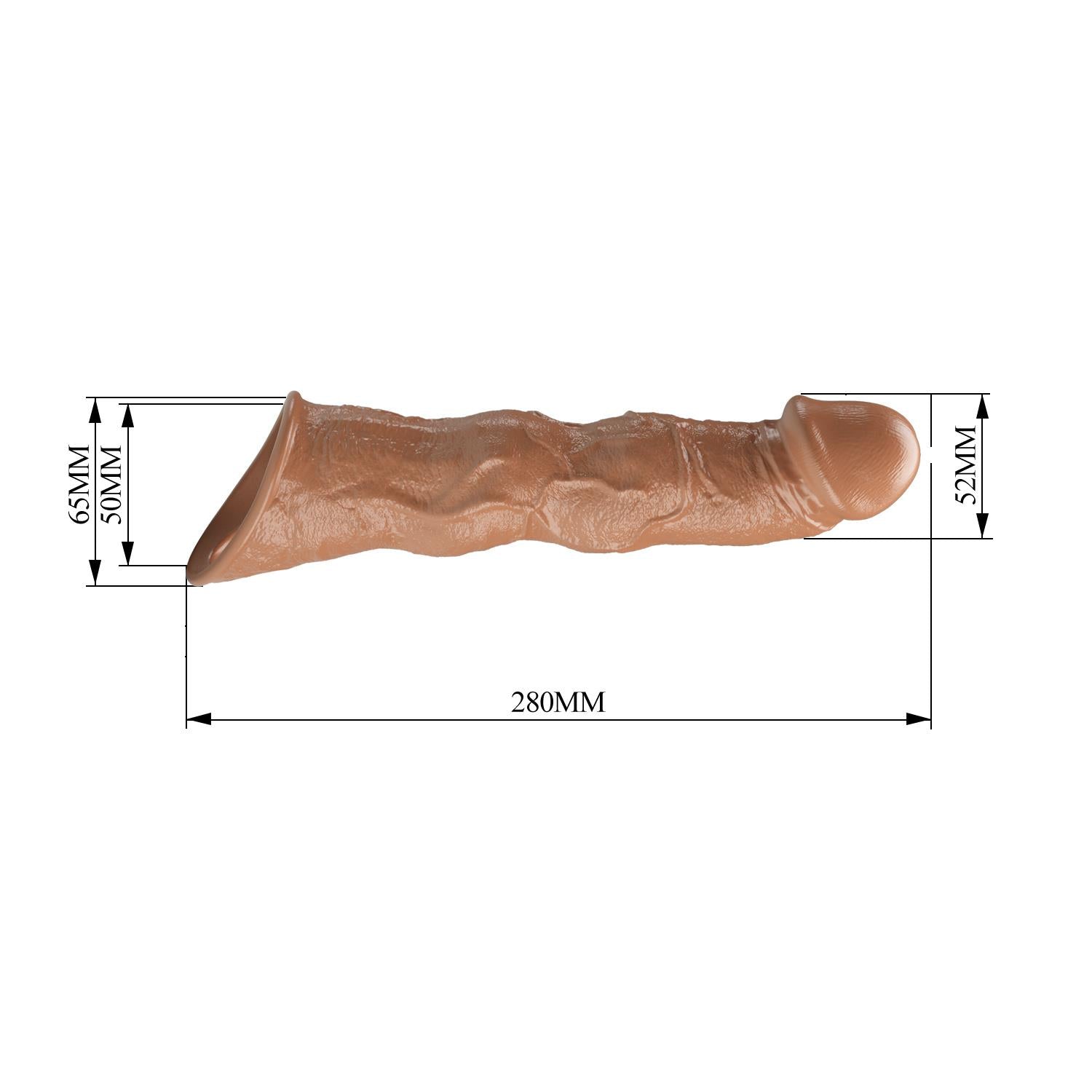 Prelungitor de penis Pretty Love cu pernuțe reglabile, maro, 28 cm