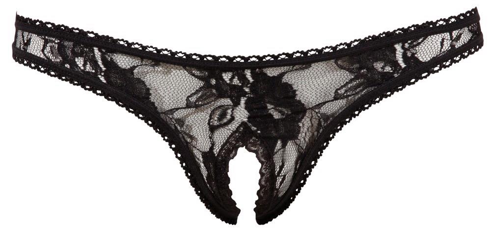 Cottelli LINGERIE tanga cu deschidere între picioare negru M