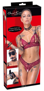 Set de bondage Bad Kitty cu 6 piese, negru cu accente aurii