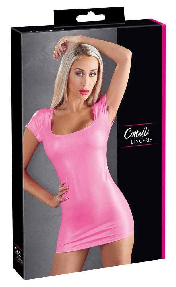 Rochie elastică Cottelli PARTY roz aprins M