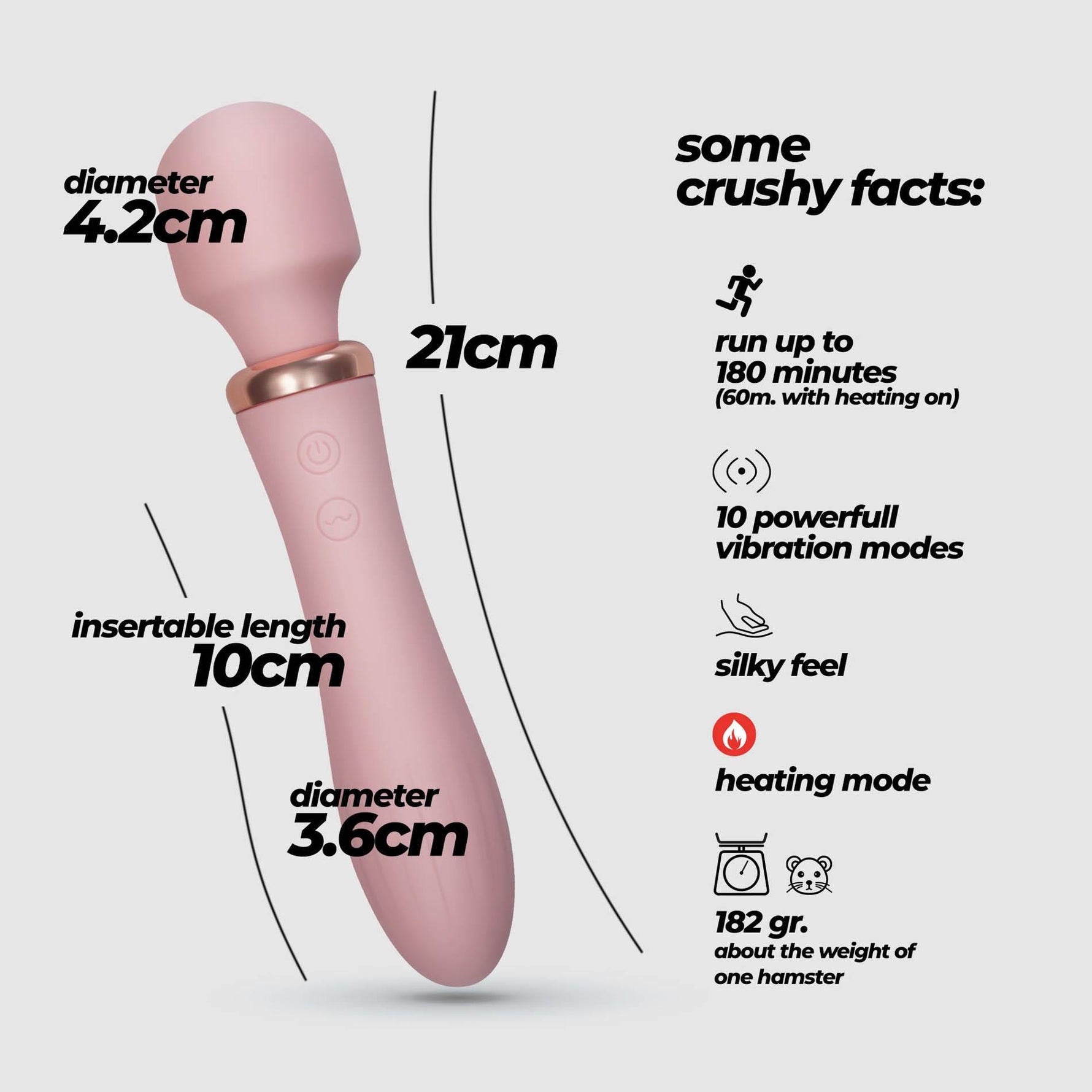 Aparat de masaj vibrant Crushious Jinx cu încălzire 21 cm