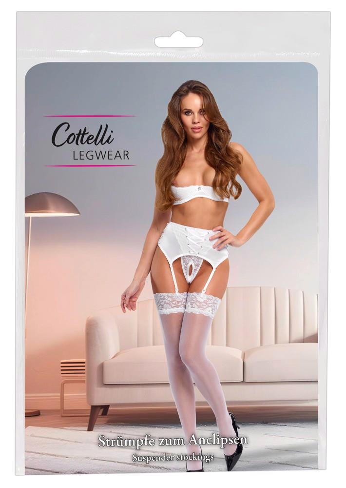 Ciorapi Cottelli LEGWEAR din dantelă albi, mărimea S