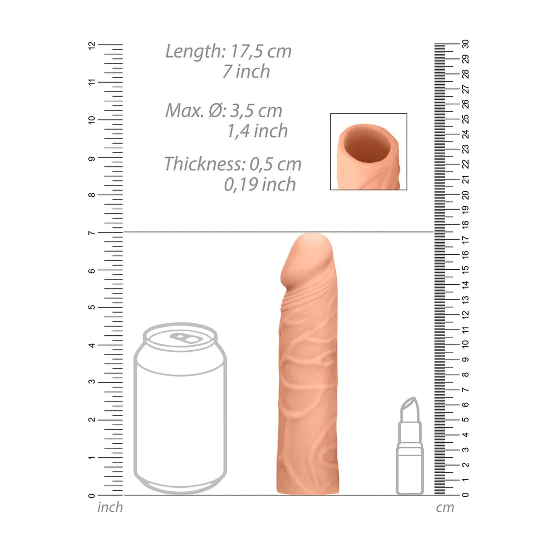 Proteză de penis RealRock TPE 17 cm
