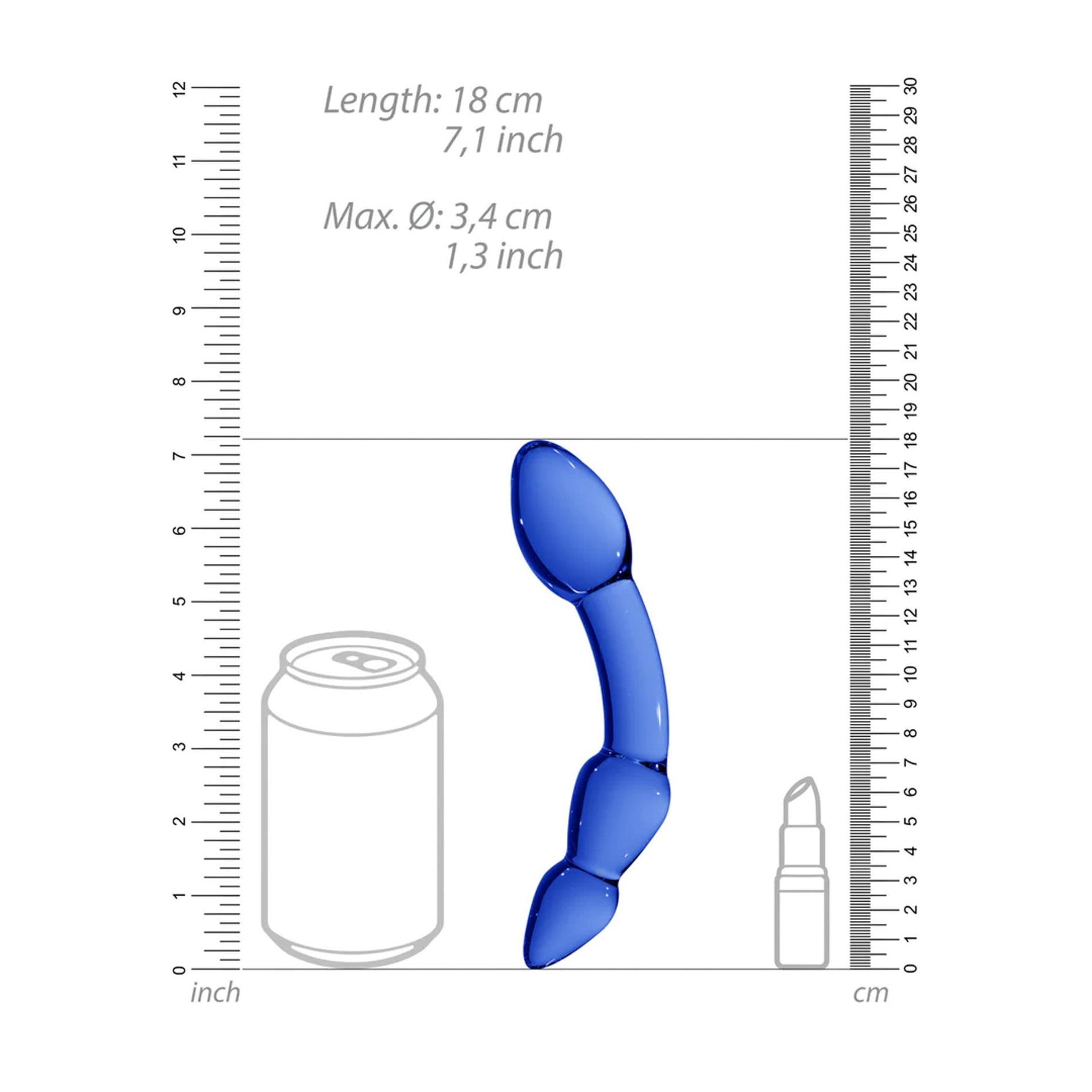 Dildo din sticlă Chrystalino Superior, albastru, 18 cm