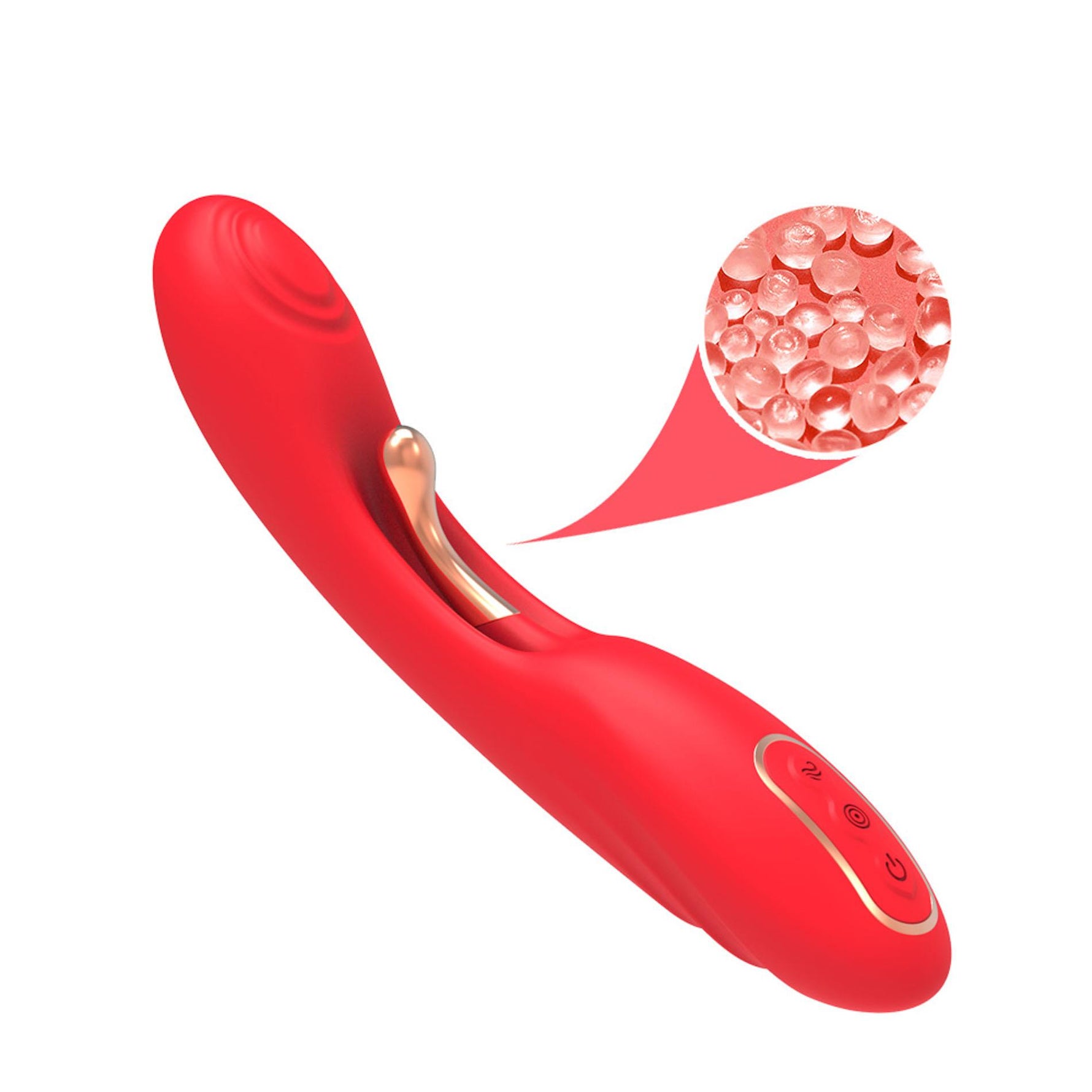 Vibrator cu punct G dublu, seria B Joy USB, 22 cm, roșu
