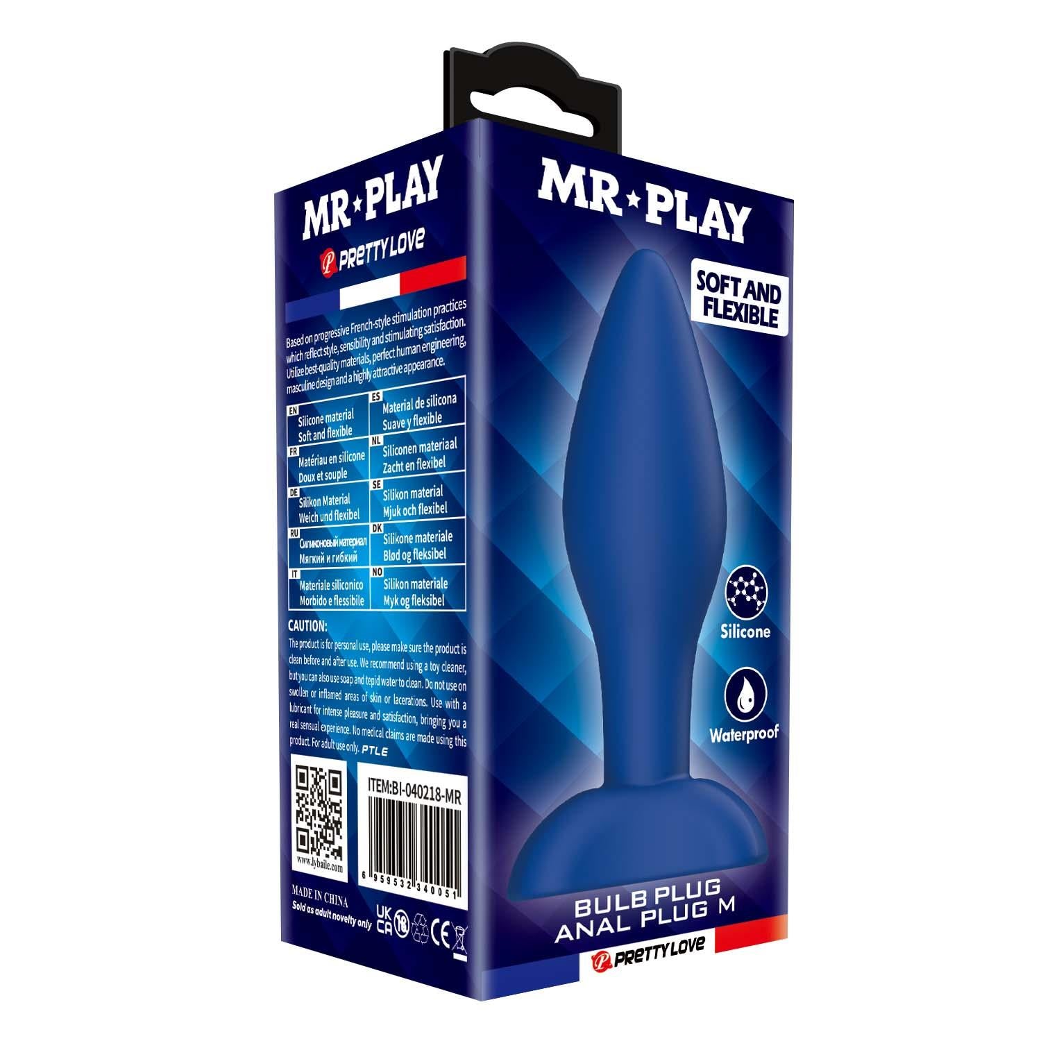 Dop anal din silicon Mr. Play Bulb M, impermeabil