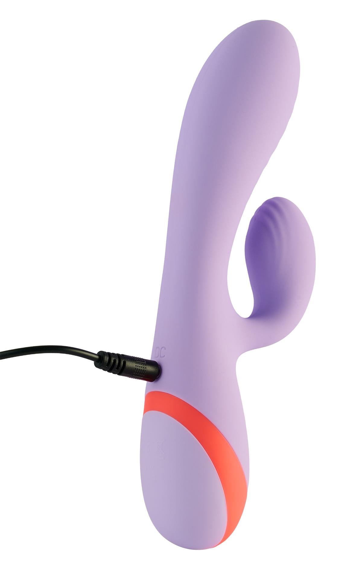 Vibrator USB Dream Toys Duo din silicon cu două tone, în formă de iepuraș, 19 cm
