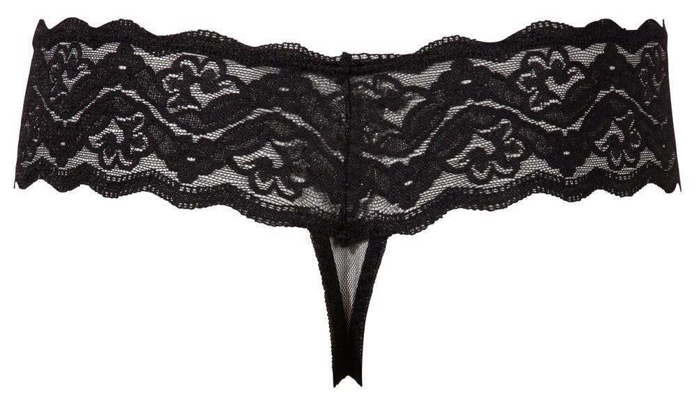 Cottelli LINGERIE tanga cu perle negru S