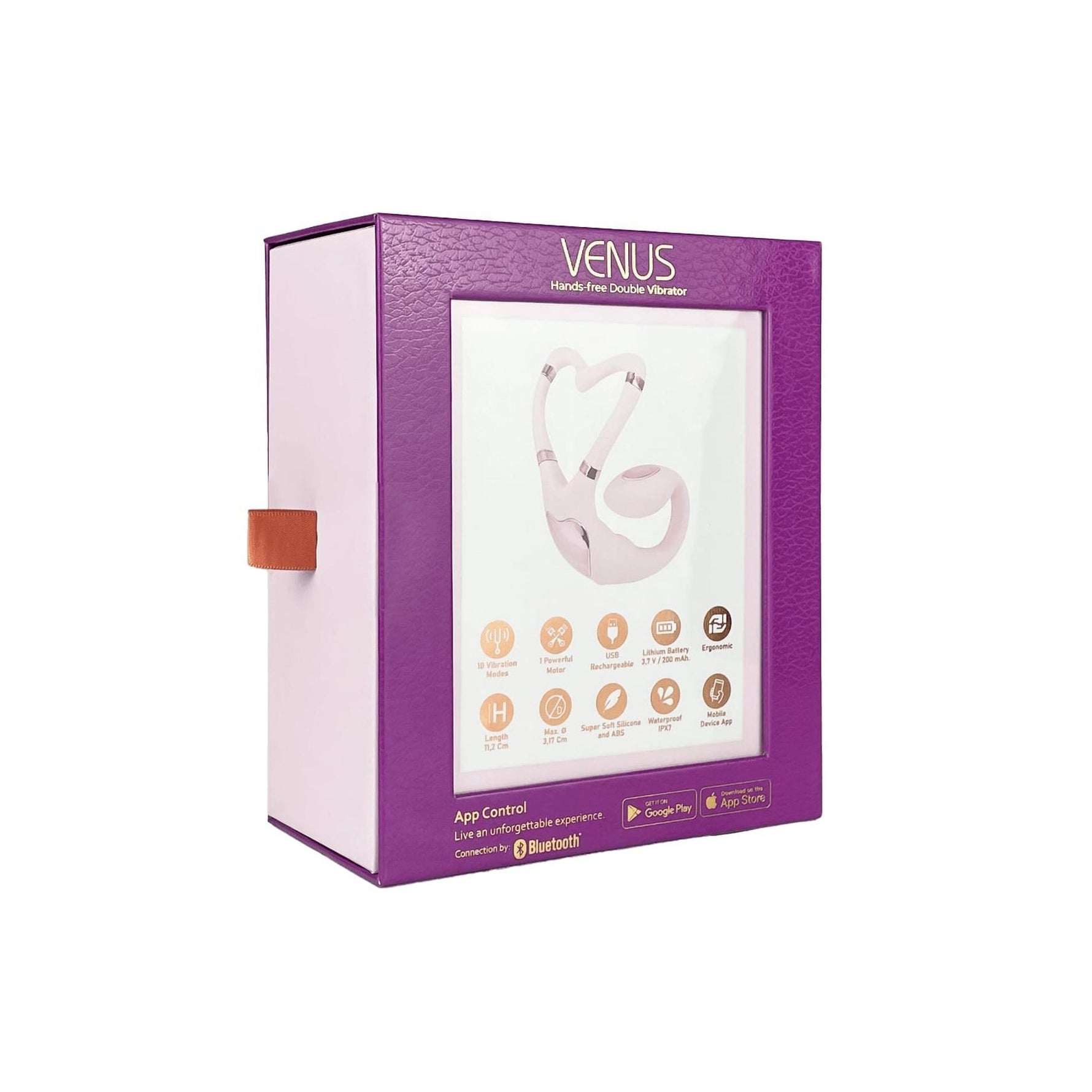Vibrator Adrien Lastic Venus cu aplicație, roz pal, USB, 11 cm