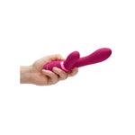 Vibrator Vive Kyra din silicon cu formă de iepuraș, roz, USB, 21 cm