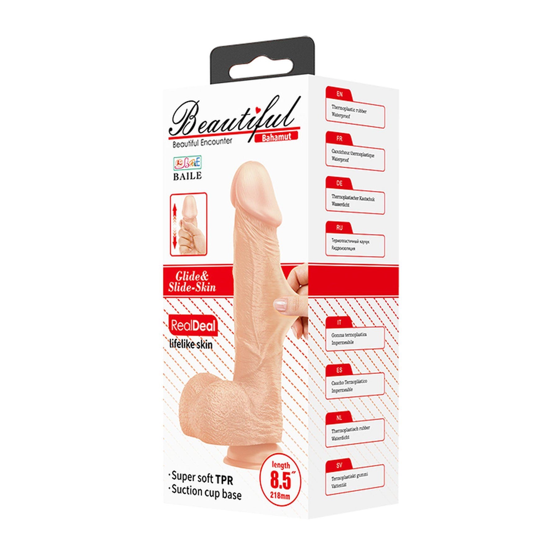 Dildo realist Baile Beautiful Bahamut, impermeabil, TPR, 8,5 inch