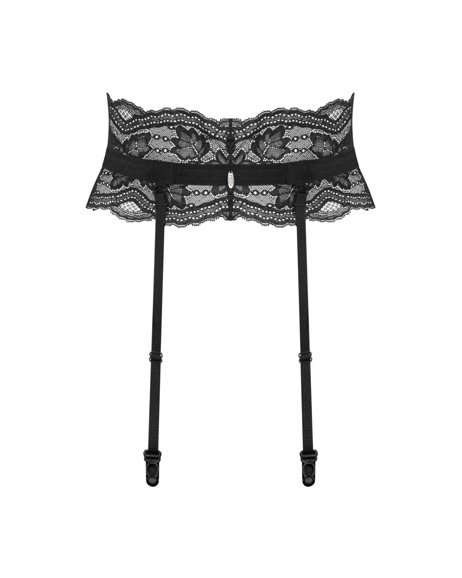 Portjartier Obsessive din dantelă, negru, XL/2XL