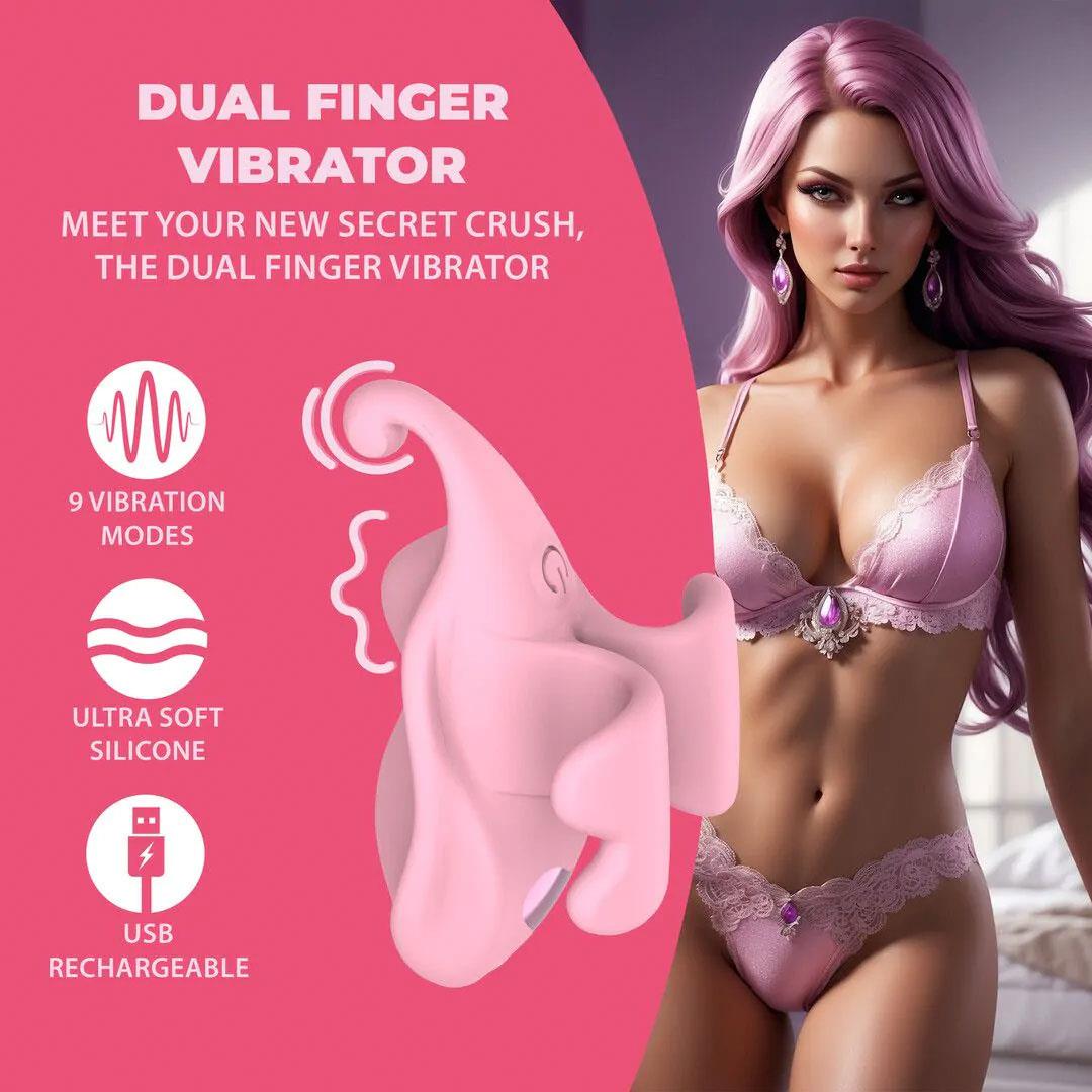 Vibrator pentru deget Loveline din silicon roz, cu 9 moduri