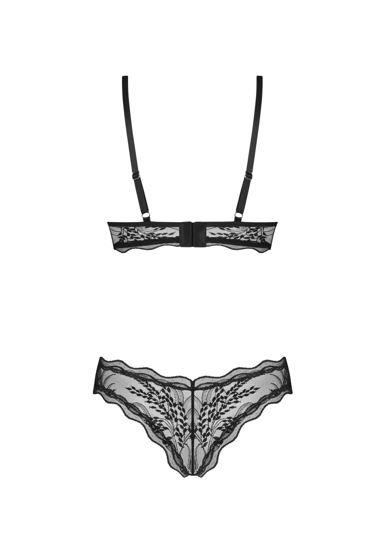 Set lenjerie erotică Perisia Obsessive transparent negru M/L