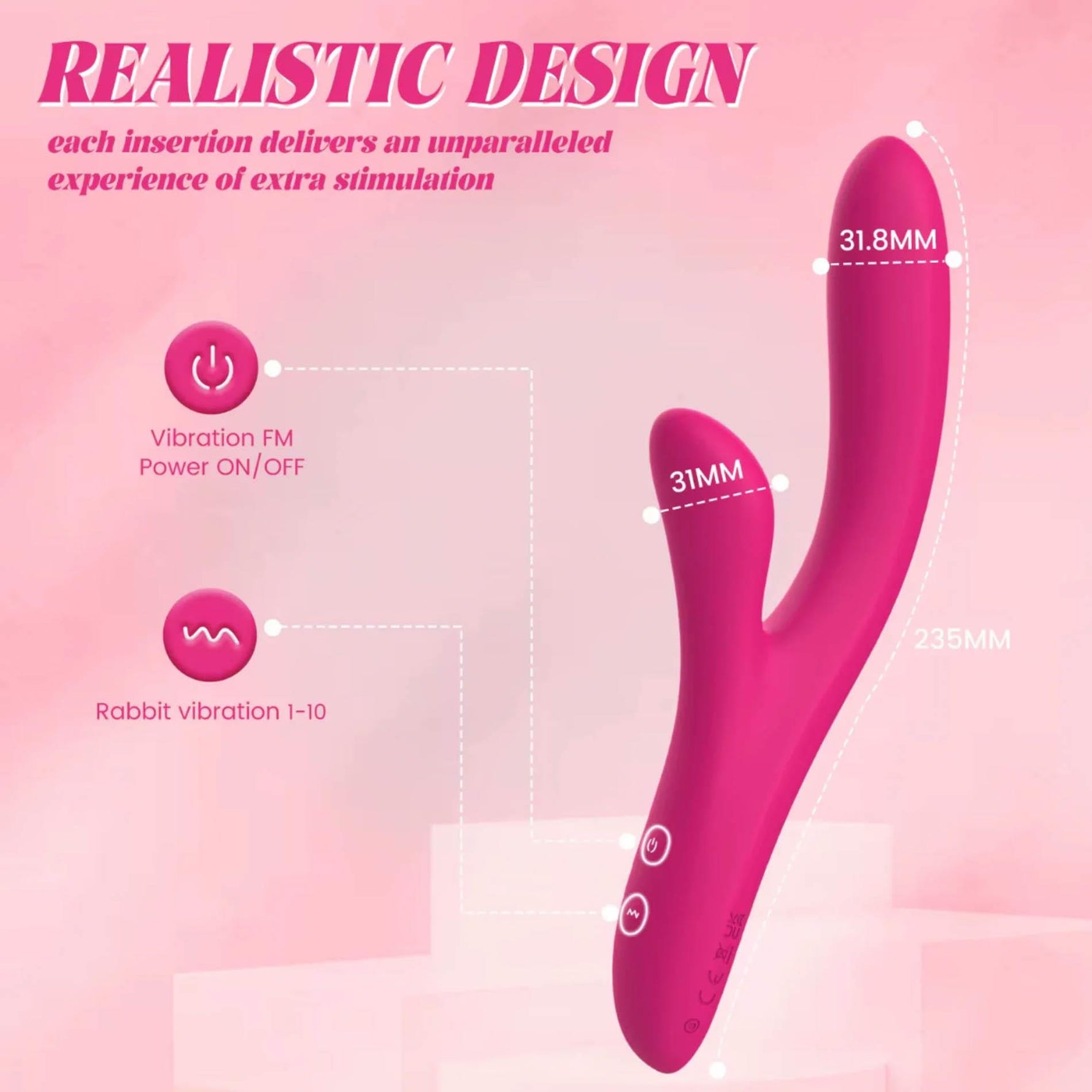 Vibrator Vibey Model Y Power Escorts Bunny roz USB 23 5 cm