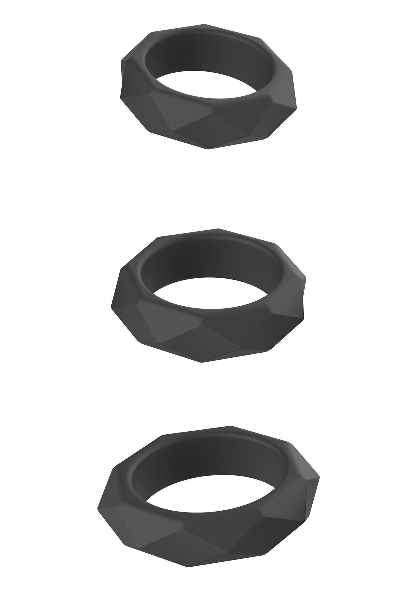 Set de inele pentru penis Hidden Desire Heavy Silicone, negru