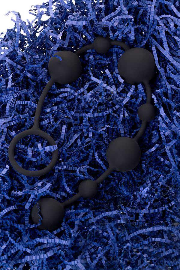 Perle anale din silicon A-Toys Coron cu 7 bile negre 36 cm