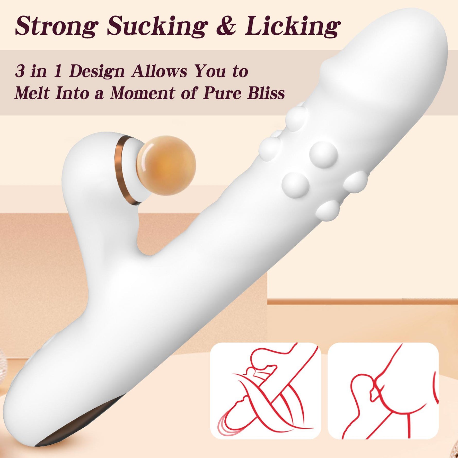 Vibrator din silicon Fox seria B, 3 rotații, 7 linguri, 24 cm