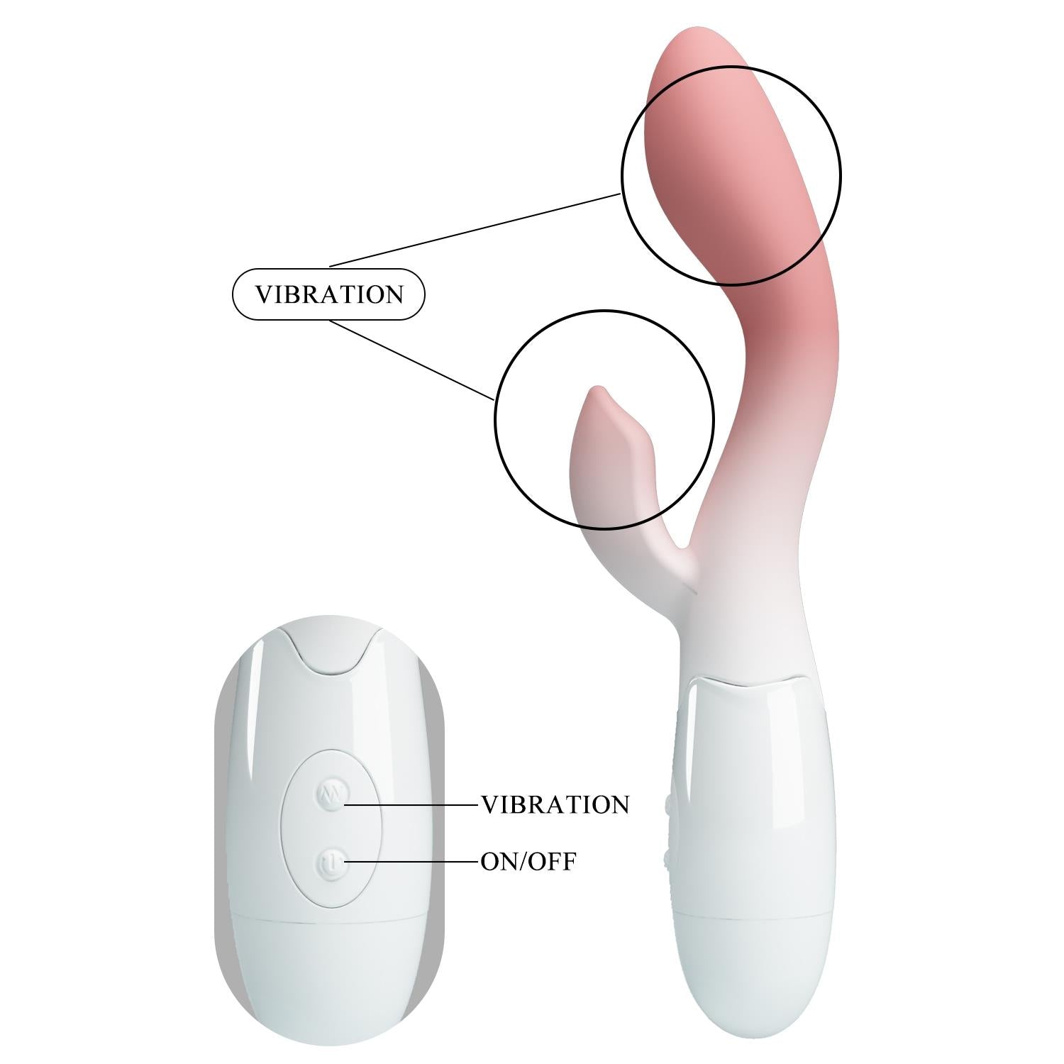 Vibrator Pretty Love Brighty din silicon cu 30 de funcții, în formă de iepuraș
