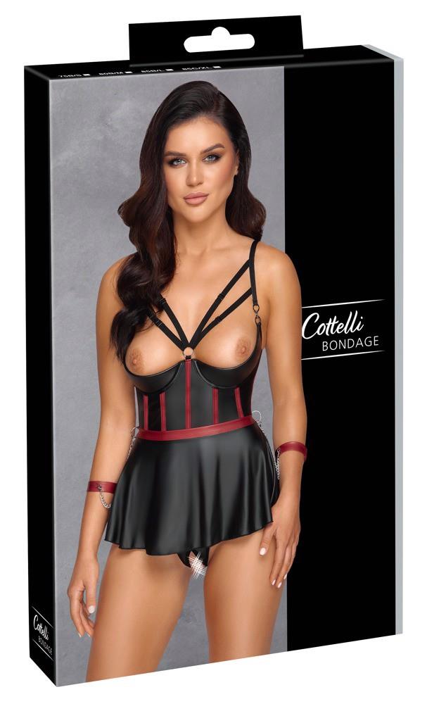 Set sutien bondage Cottelli BONDAGE 85B negru roșu pentru ridicare