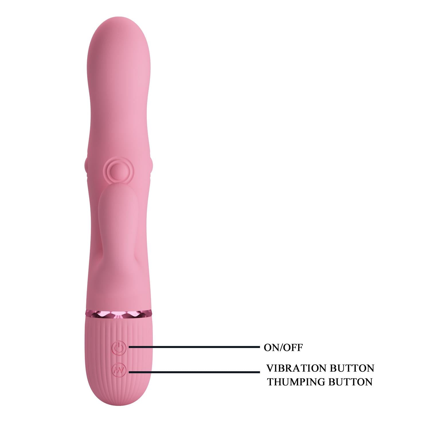 Vibrator Pretty Love Zach din silicon roz, cu patru laturi, în formă de iepuraș