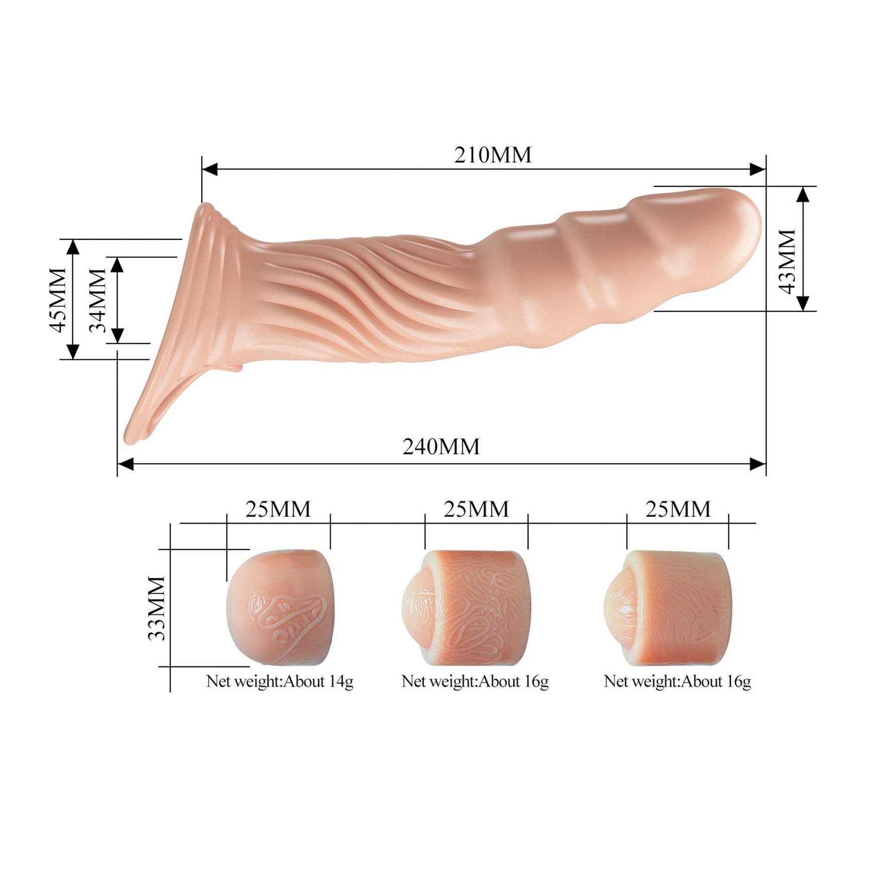 Manșon pentru penis reglabil realist Pretty Love