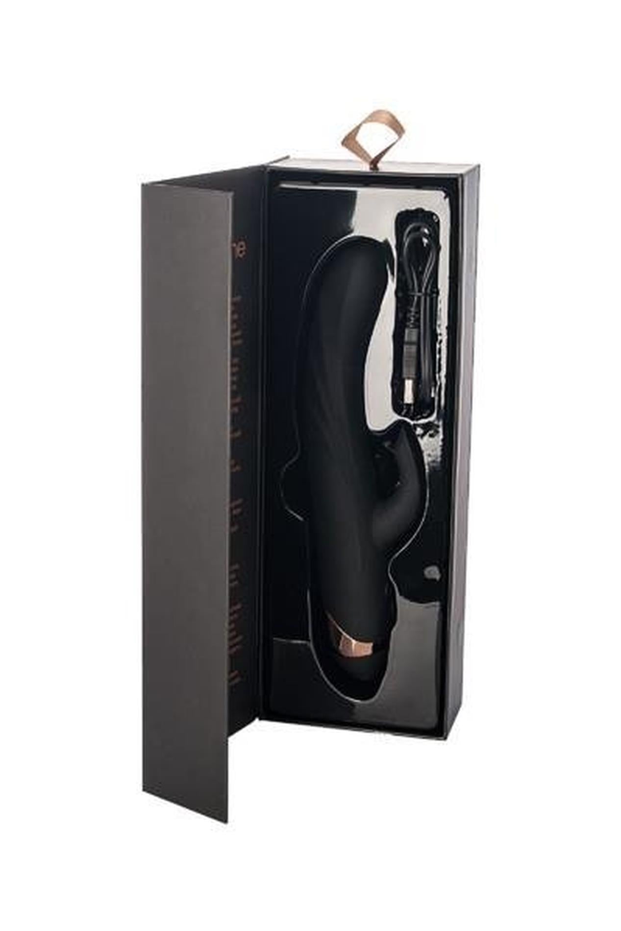 Vibrator WANAME D Splash Thunder din silicon, model iepuraș, negru