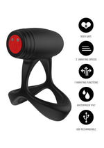 Inel vibrator Optima Cross Xpert Hidden Desire cu 10 moduri, negru