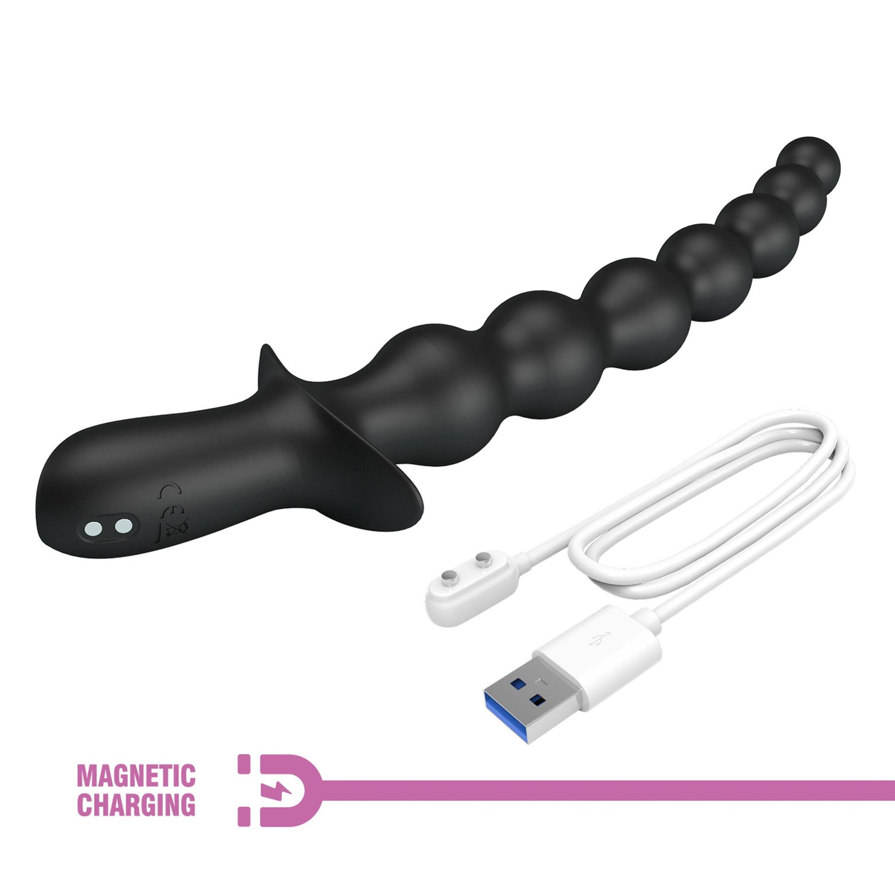 Pretty Love Dedron Vibrator Anal cu USB, Negru, 25 cm