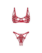 Set lenjerie intimă Luise Sublim Roșu cu deschidere Obsessive L/XL