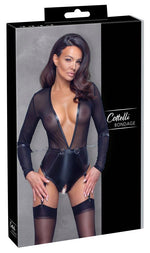 Body Cottelli BONDAGE negru, mărimea S, cu curea și cătușe