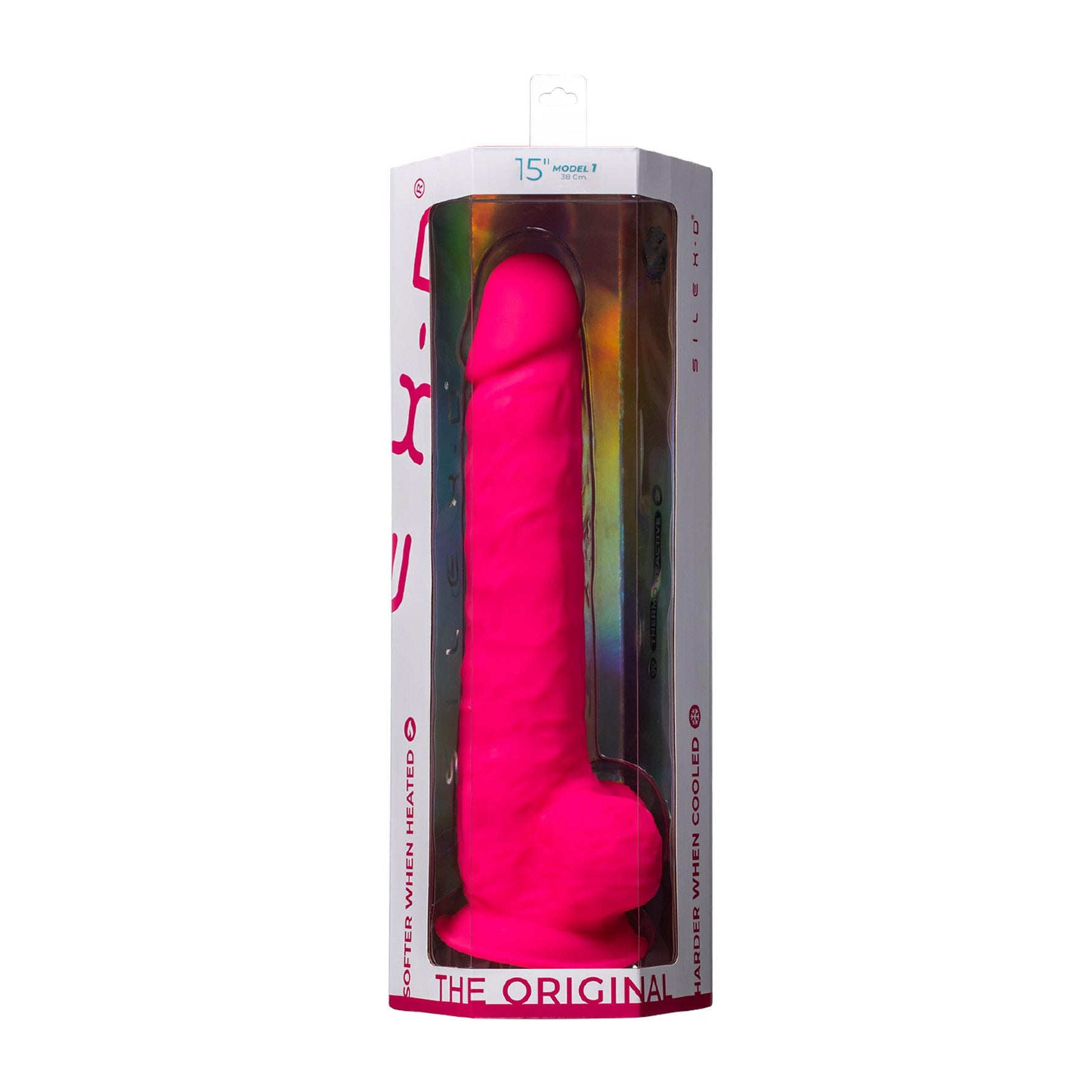 Dildo realist Silexd cu ventuză, silicon, roz, 38 cm