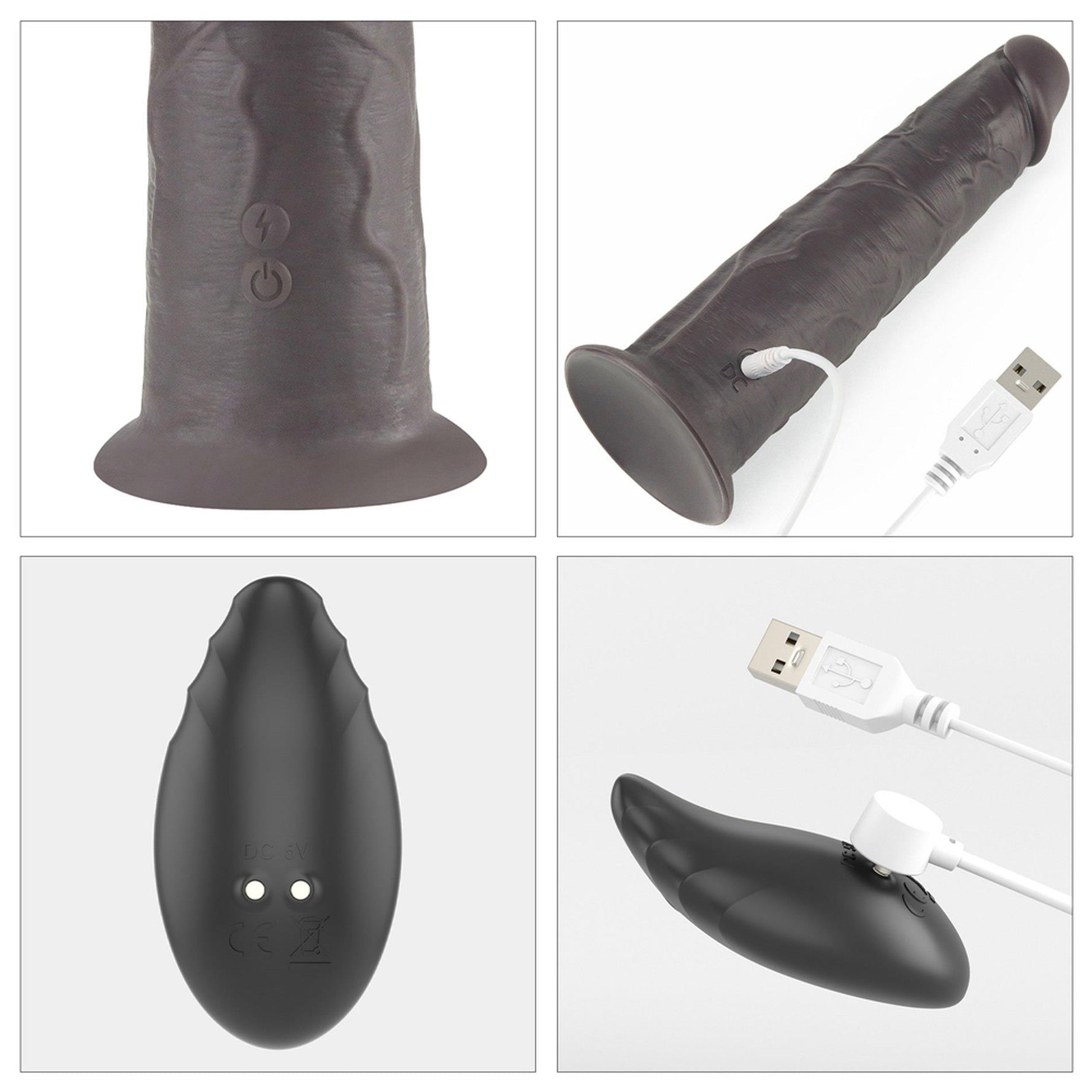 Dildo realist cu două straturi Lovetoy, 20 cm, rotativ, cu USB