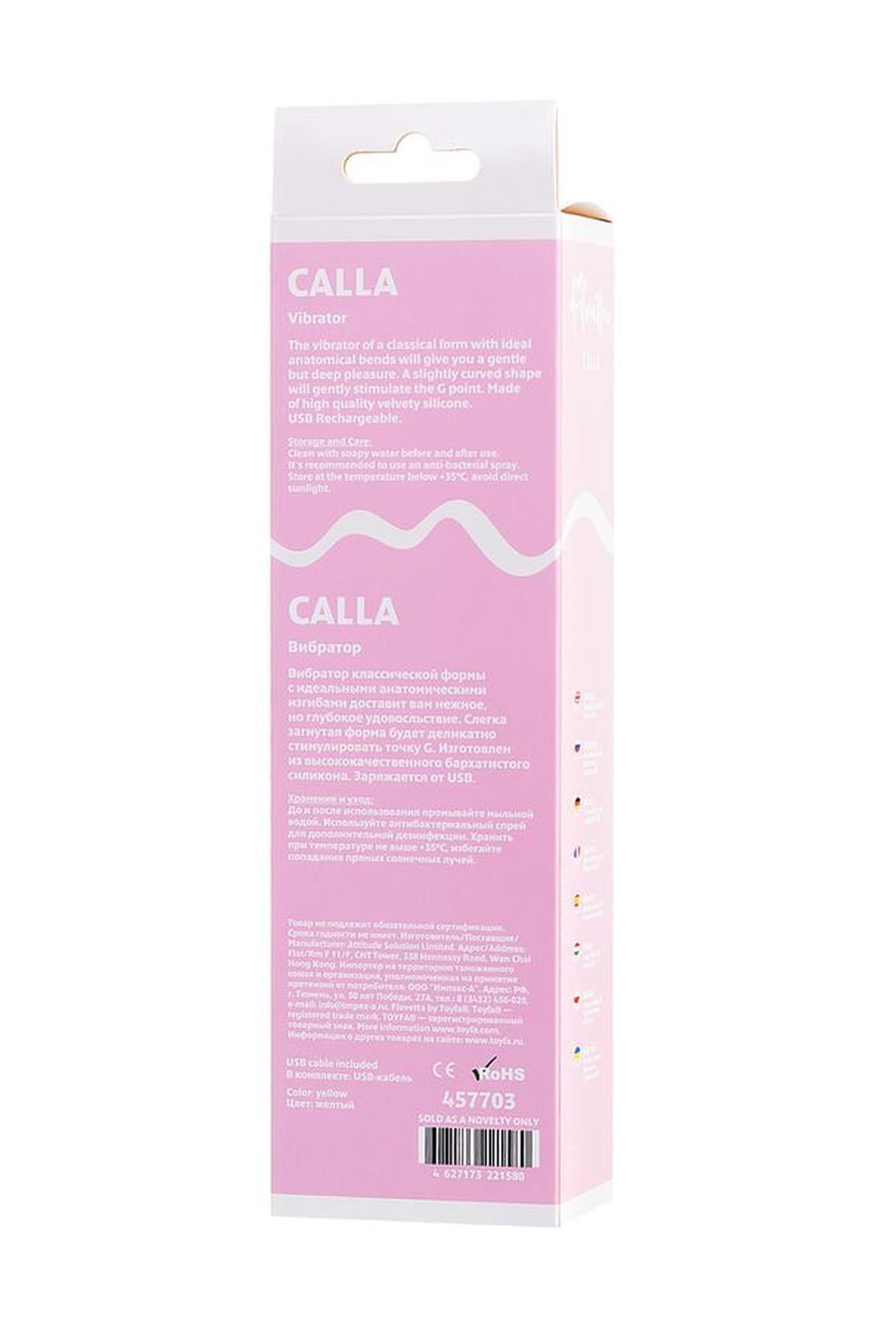 Vibrator Flovetta Calla pentru punctul G, silicon, galben, USB, 22 cm