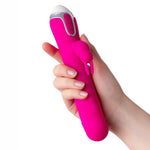 Vibrator iepure JOS BALLE cu bile mobile, silicon, roz, 23 cm