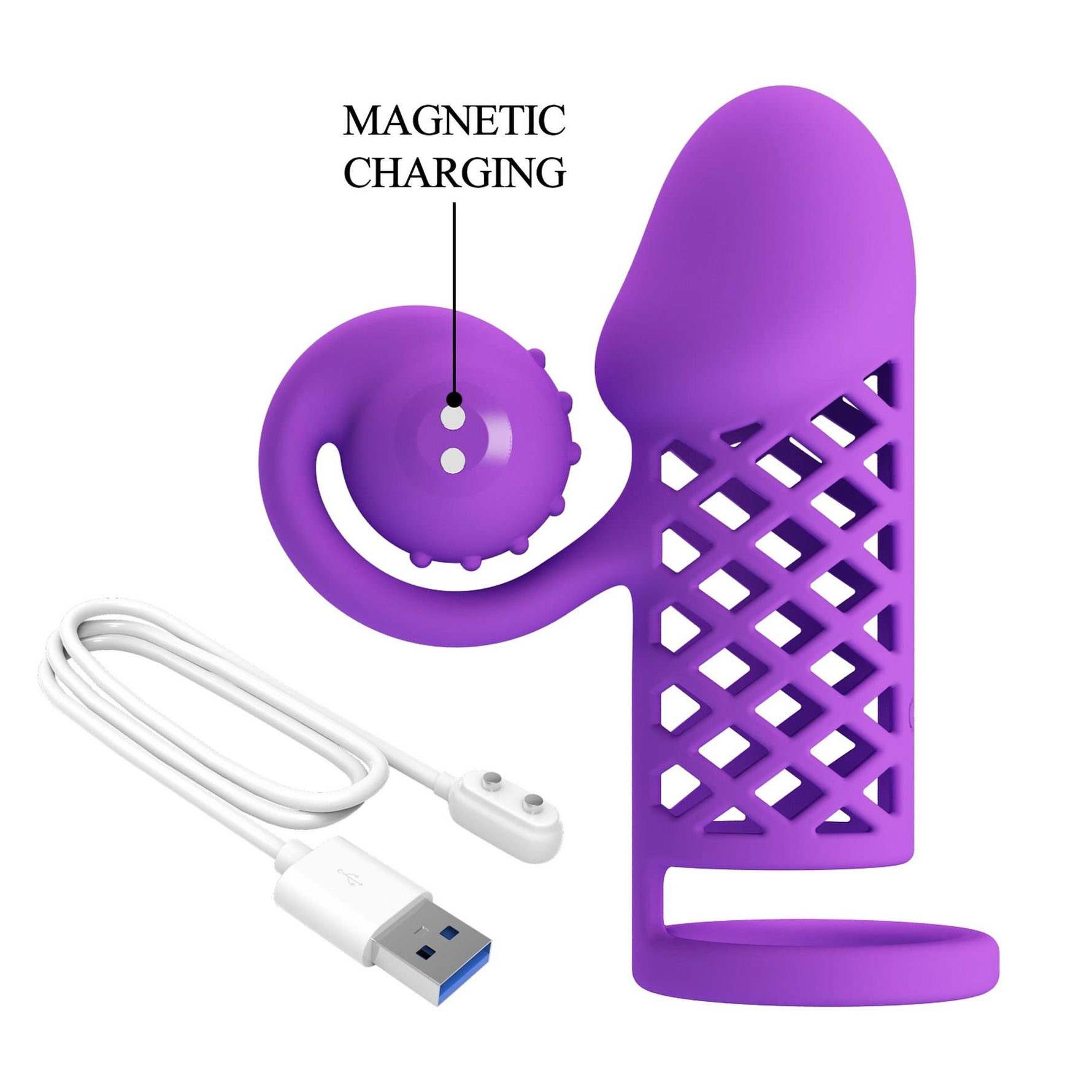Stimulator clitoridian Romance pentru extinderea penisului, 10 vibrații, USB