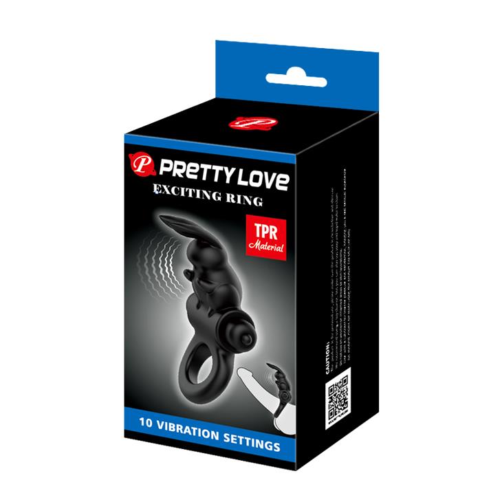 Inel Pretty Love Exciting Negru cu 10 Funcții
