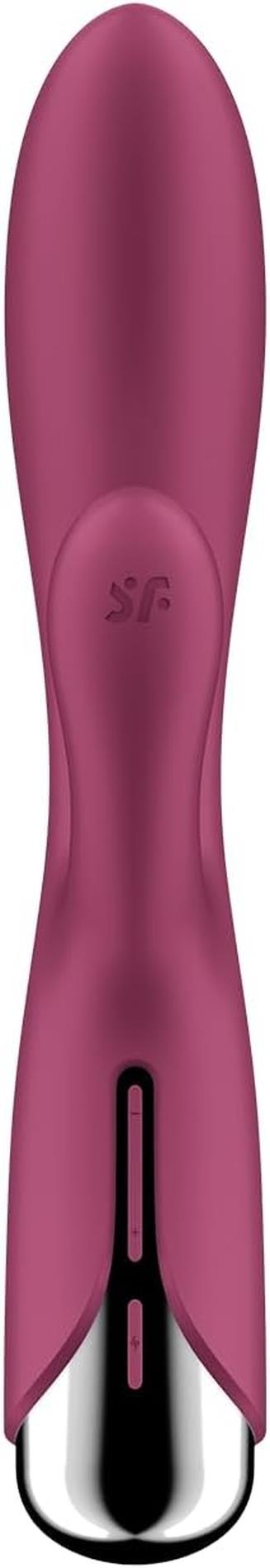 Vibrator rotativ Satisfyer Spinning Rabbit 1 cu USB, culoare roșie, tip iepuraș