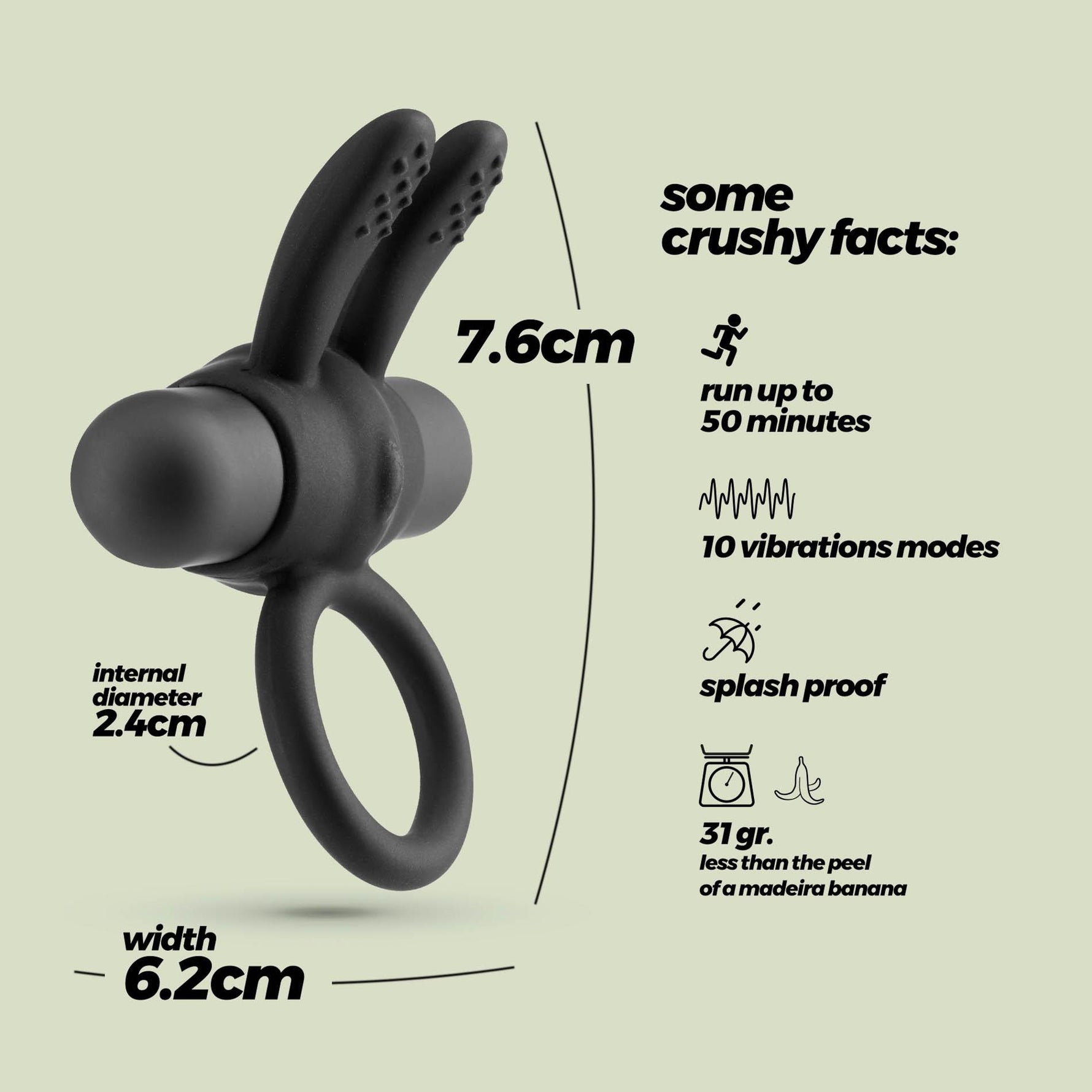 Inel vibrant pentru penis Crushious Pluto din silicon 7,6 cm